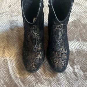 Sam Edelman Black Snake Print Ankle Boots